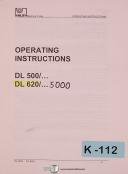 Knuth-Knuth DL 500, DL620 Lathe, DRO XP03, Operations and Parts Manual-DL-DL 500-DL 620-01